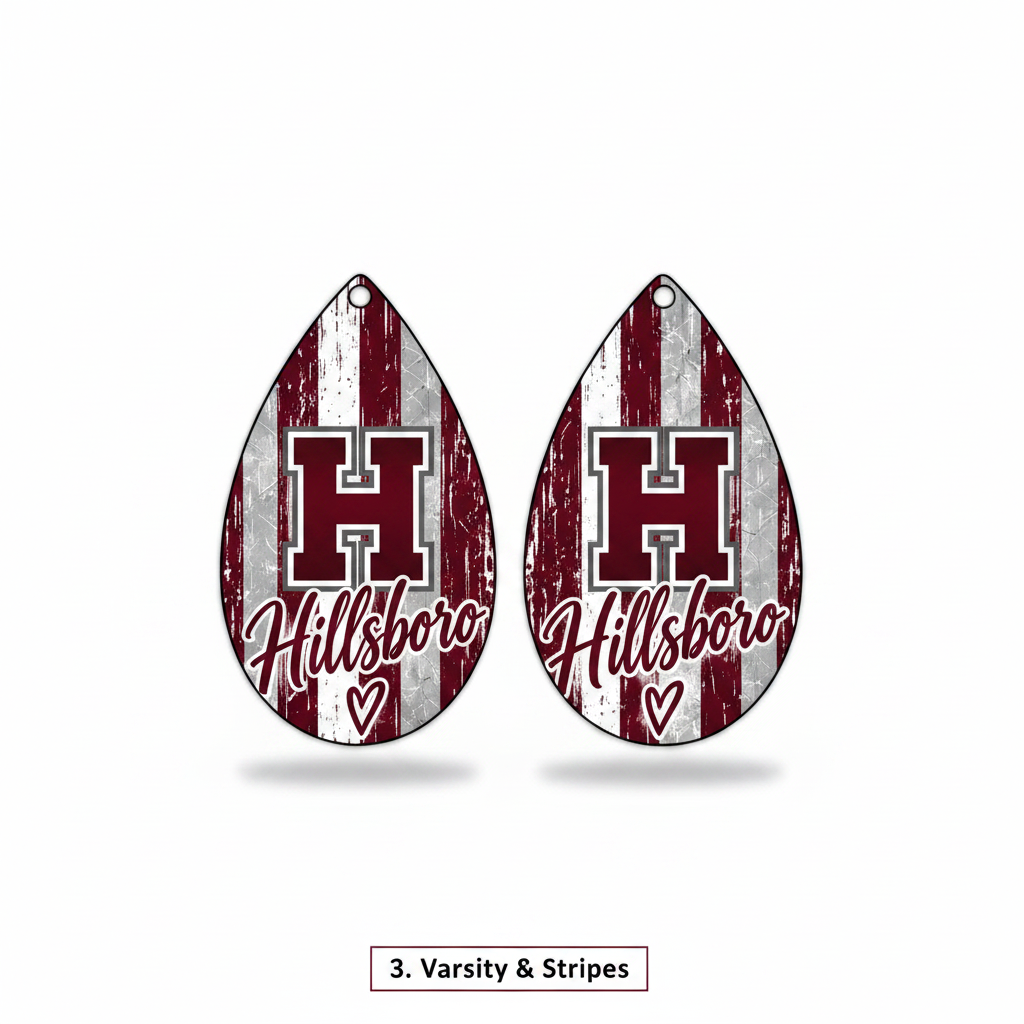 Hillsboro Eagles Teardrop Sublimation Earrings - Choose your style