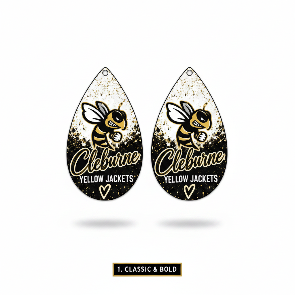 Cleburne Yellow Jackets Teardrop Earrings - Choose Your Style