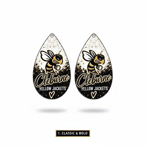 Cleburne Yellow Jackets Teardrop Earrings - Choose Your Style