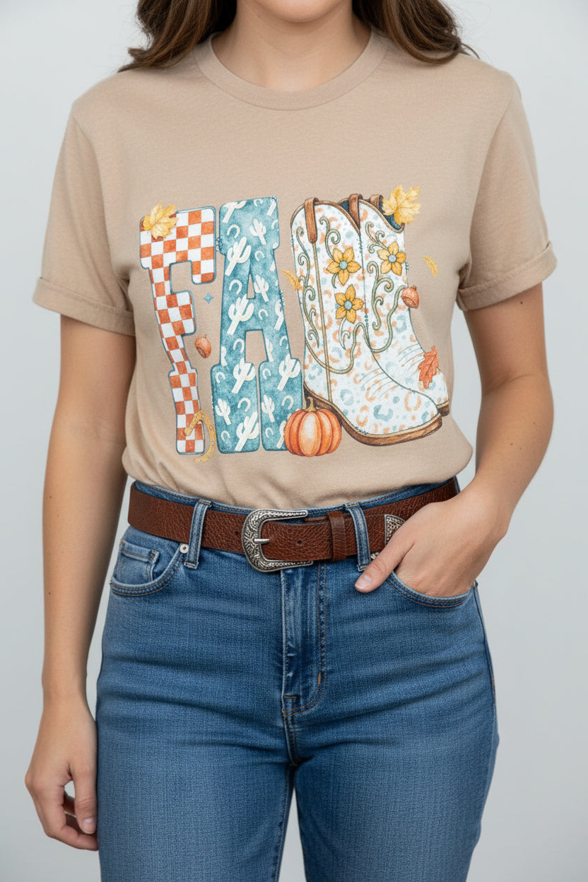 Fall Western Cowboy Boot Shirt