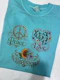 Peace Love Happiness DTF Print Shirt