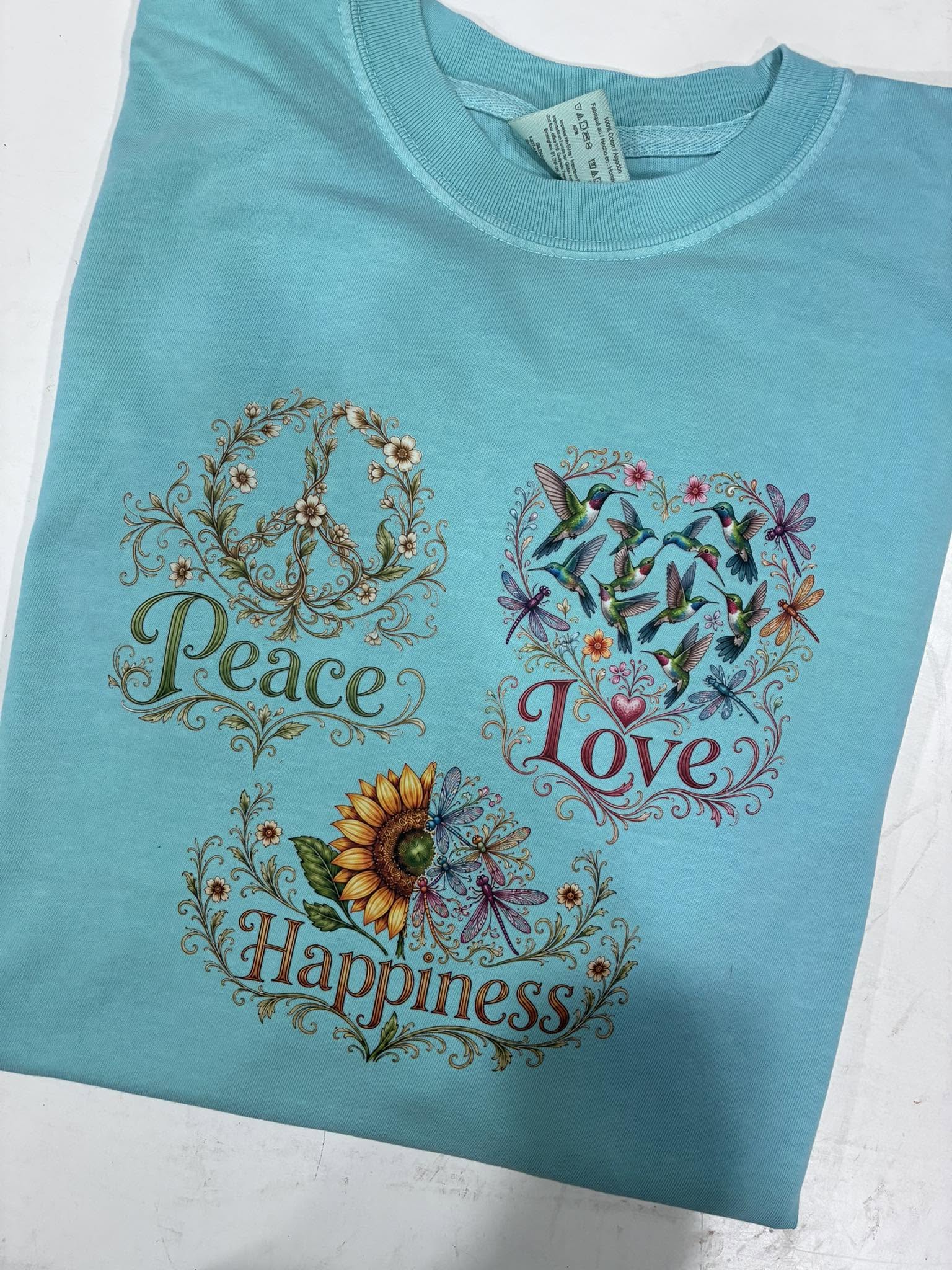 Peace Love Happiness DTF Print Shirt