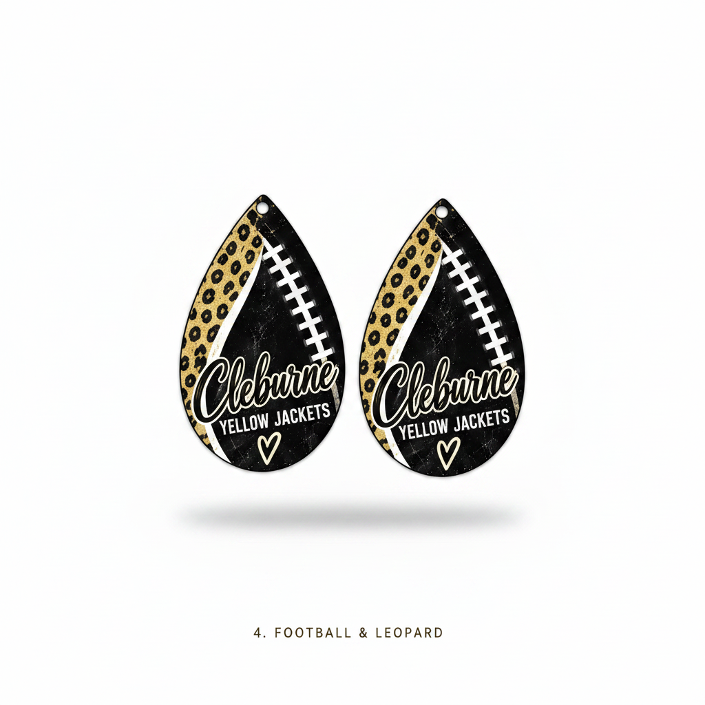 Cleburne Yellow Jackets Teardrop Earrings - Choose Your Style