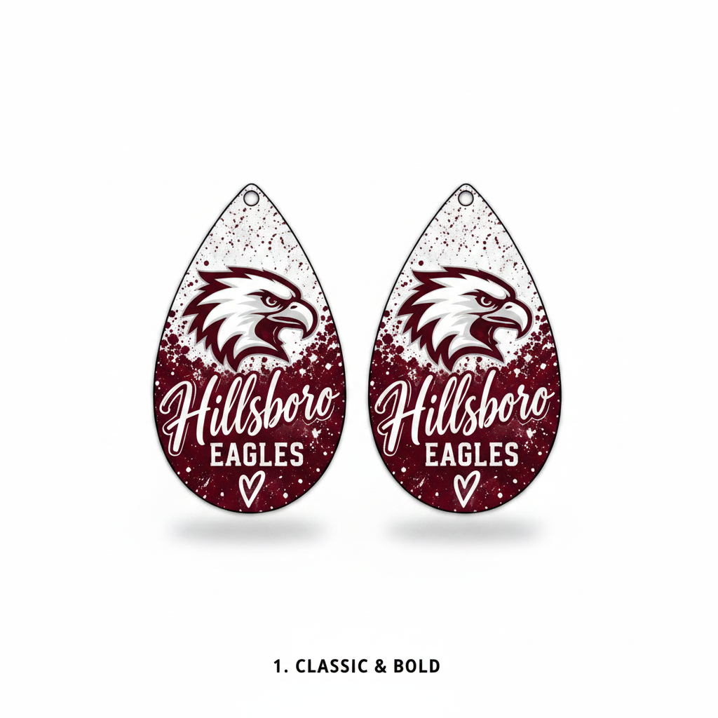 Hillsboro Eagles Teardrop Sublimation Earrings - Choose your style