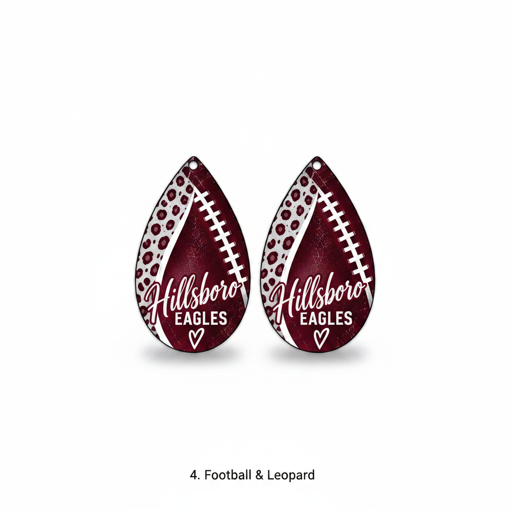 Hillsboro Eagles Teardrop Sublimation Earrings - Choose your style