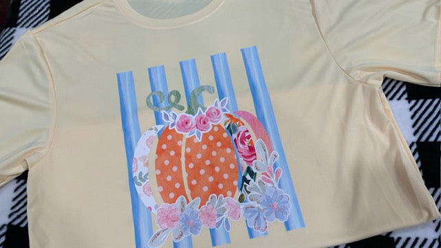 Floral Pumpkin Custom Shirt – Cream