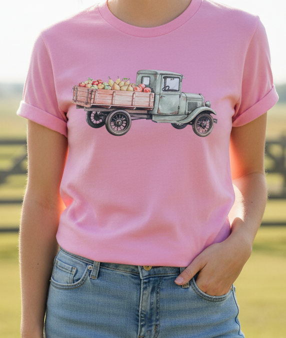Vintage Farm Truck Tee - Comfort Colors Blossom Pink