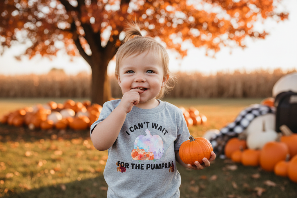 Toddler Wearing I Can't Wait for the Pumpkins Tee